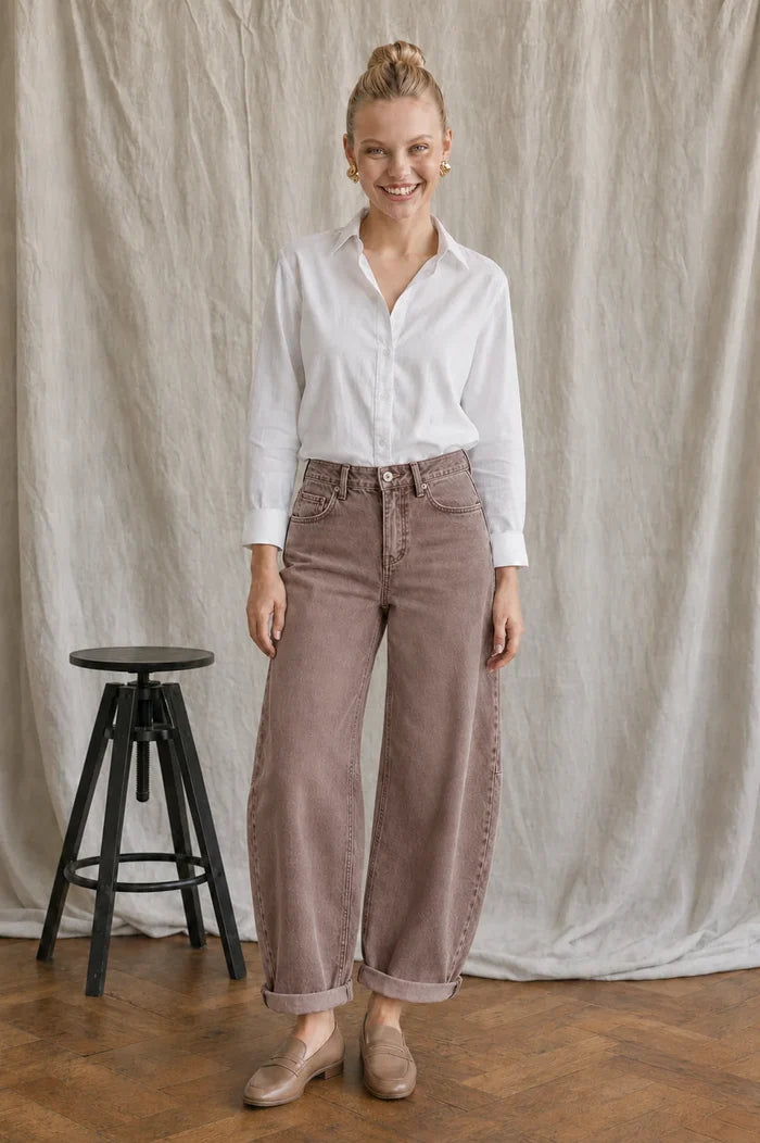 Italian Star - Idaho Barrel Coloured Jean - Mocha