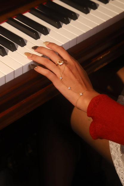 Starlight Moon Ring and Hand Chain Bundle