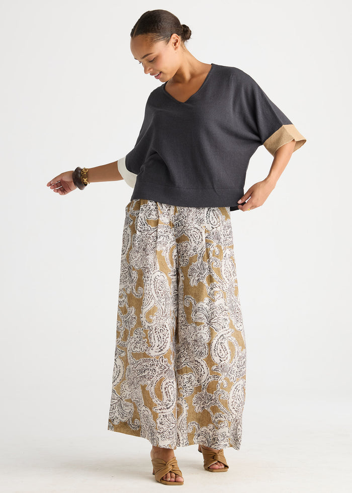 Ld + Co - Contrast Cuff Top - Graphite