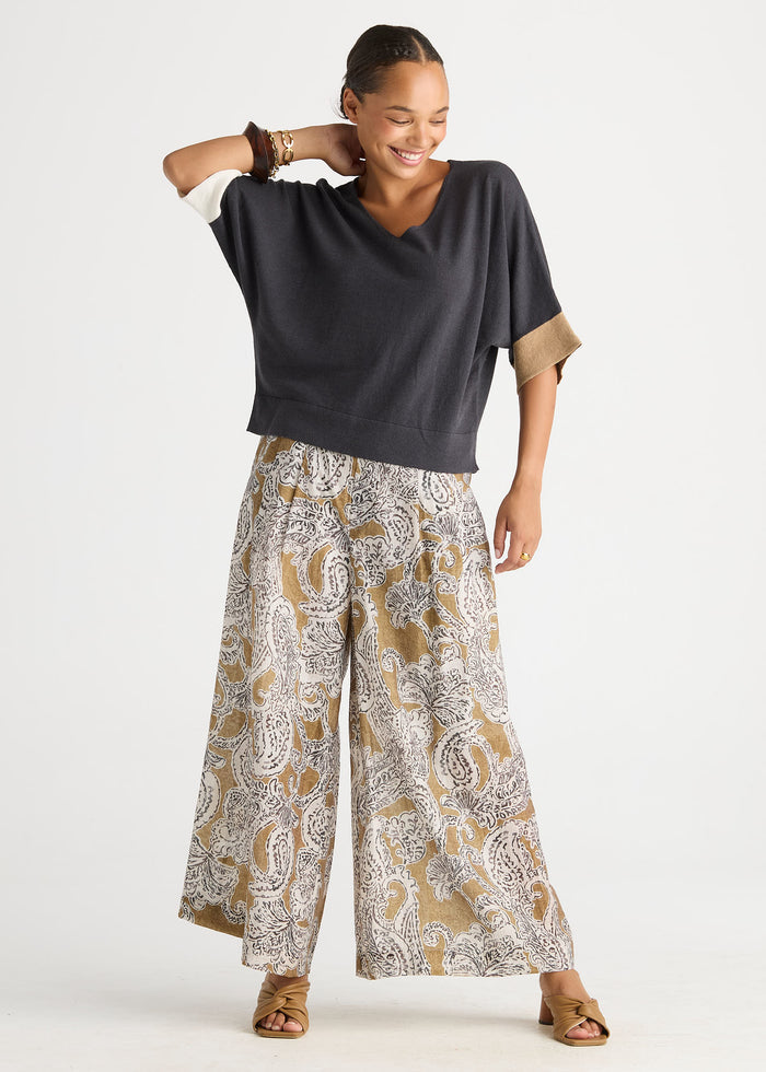 Ld + Co - Contrast Cuff Top - Graphite