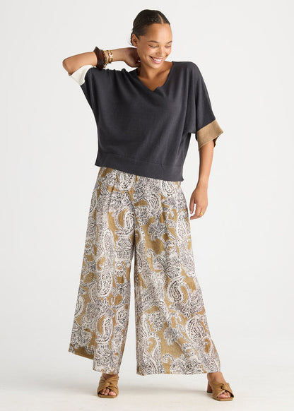 Ld + Co - Contrast Cuff Top - Graphite