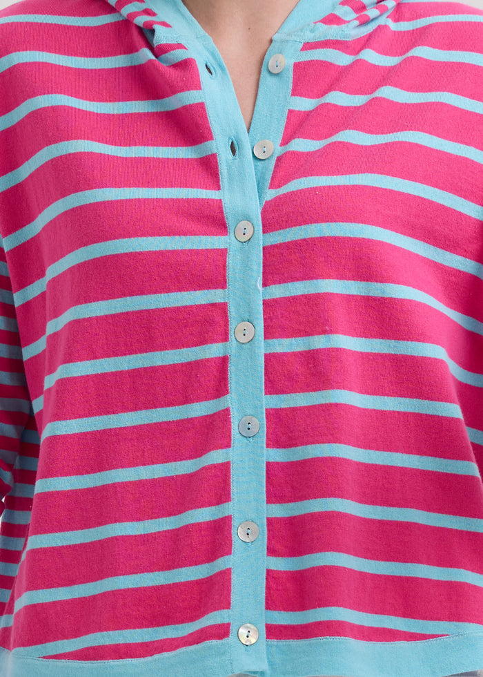 LD & Co. - Multi Stripe Hoodie - Light Aqua (LC7776)