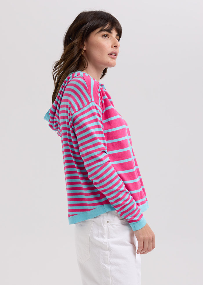 LD & Co. - Multi Stripe Hoodie - Light Aqua (LC7776)