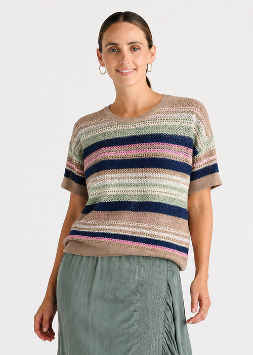 Ld + Co - Striped Lace Top - Natural