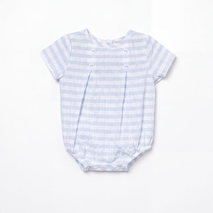 Light Blue and White Stripes Romper — AGÜ Baby Spanish baby clothes