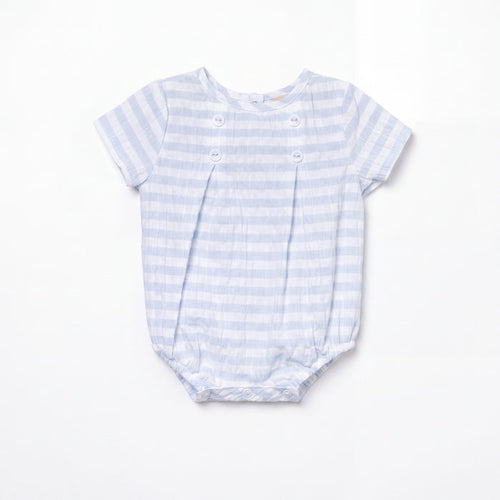 Light Blue and White Stripes Romper — AGÜ Baby Spanish baby clothes