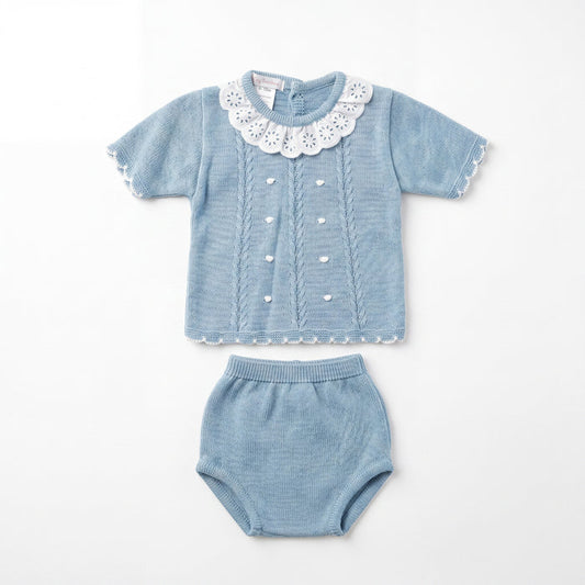 Light Green with Lace Collar Blouse & Bloomers — AGÜ Baby Spanish baby clothes