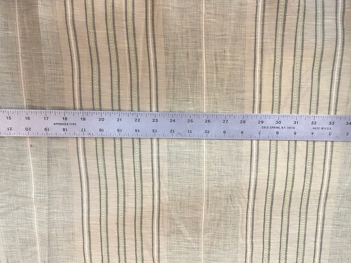 Linen Jacquard - Sandy Green Stripe