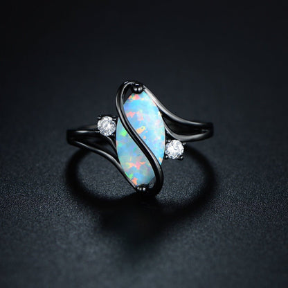 18K White Gold Plated Opal Ring