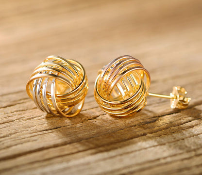 18K Gold Plated Multi Color Twisted Knot Stud Earrings