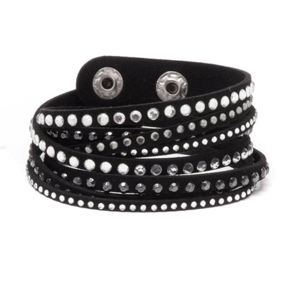 Barzel Leather Created Austrian Crystals Wrap Bracelets (Many Options Available)