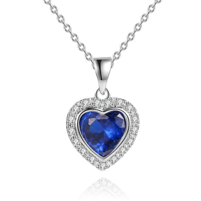 18K White Gold Plated Crystal Heart Necklace