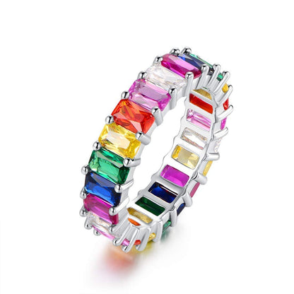 18K Gold Plated Emerald Cut Crystal Ring