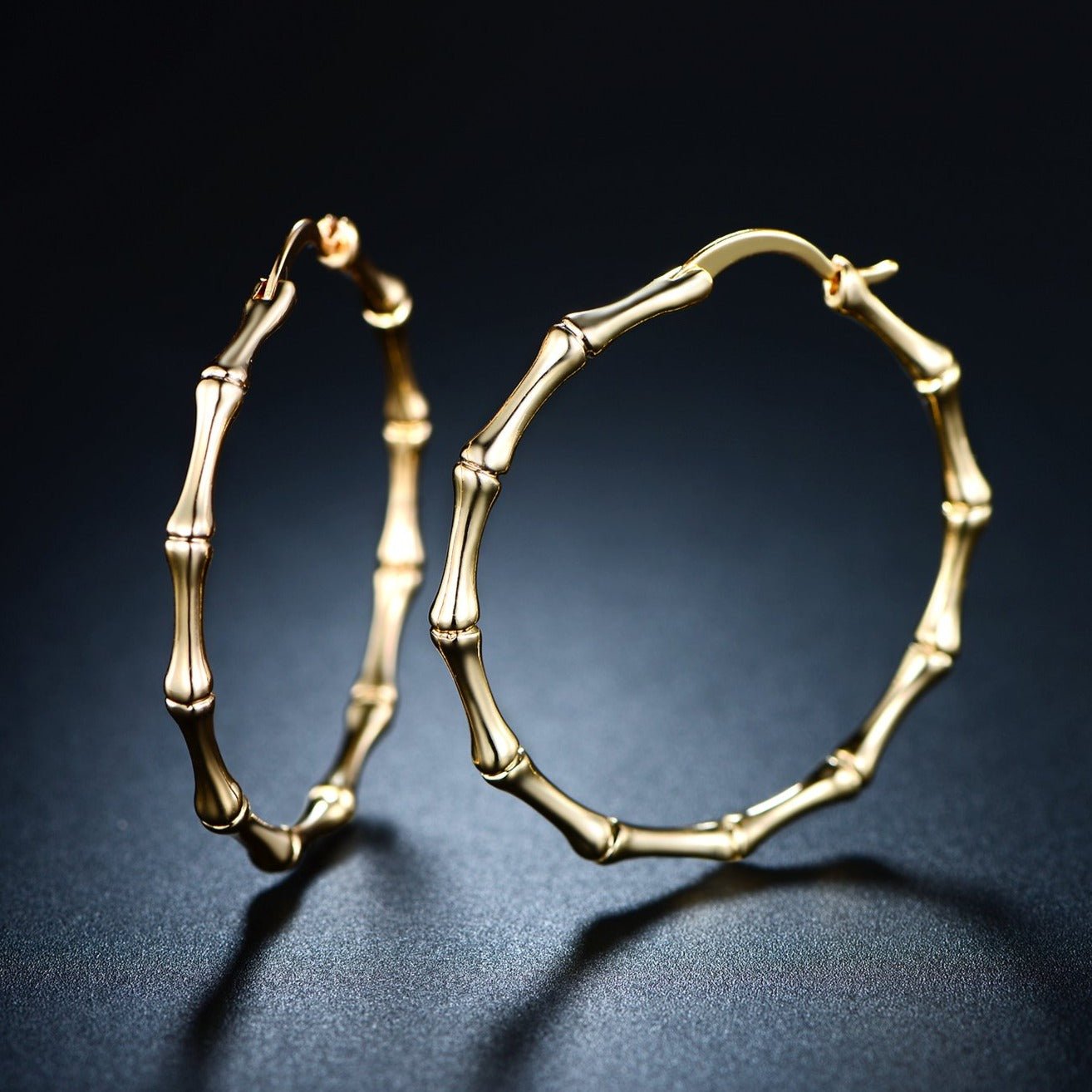18K Gold Plated Bamboo Hoop Earrings