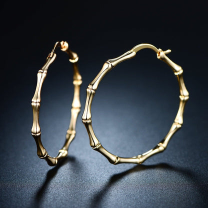 18K Gold Plated Bamboo Hoop Earrings
