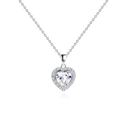 18K White Gold Plated Crystal Heart Necklace