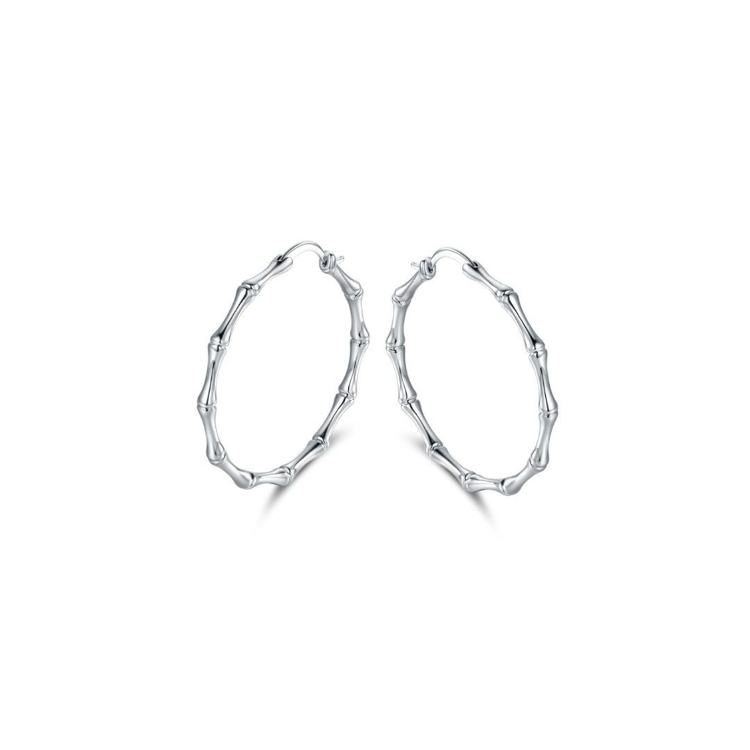 18K Gold Plated Bamboo Hoop Earrings
