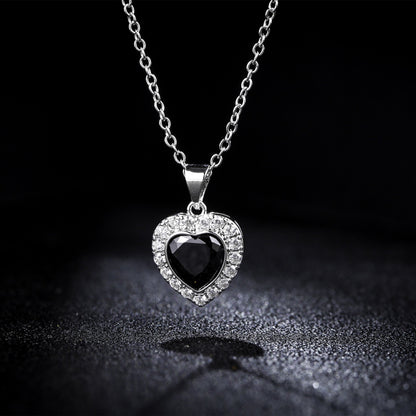 18K White Gold Plated Crystal Heart Necklace