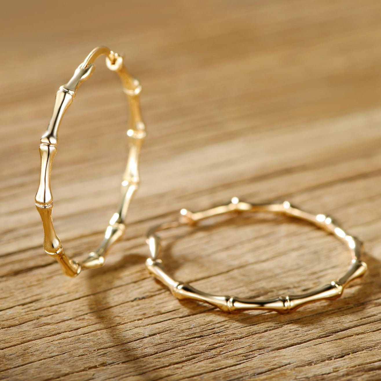 18K Gold Plated Bamboo Hoop Earrings