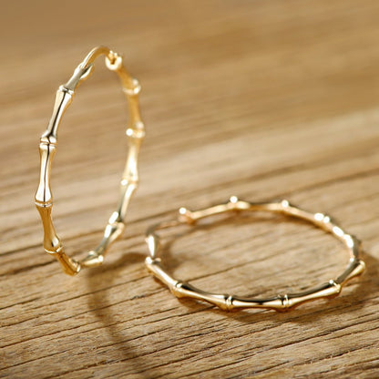 18K Gold Plated Bamboo Hoop Earrings