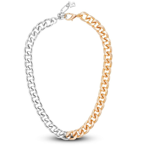 18K Gold Plated Two-Tone Cuban Chain Necklace