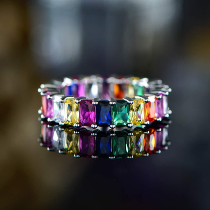 18K Gold Plated Emerald Cut Crystal Ring
