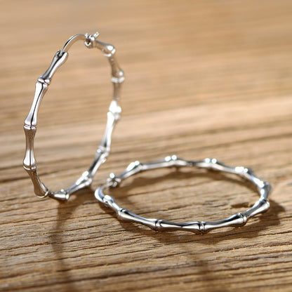 18K Gold Plated Bamboo Hoop Earrings