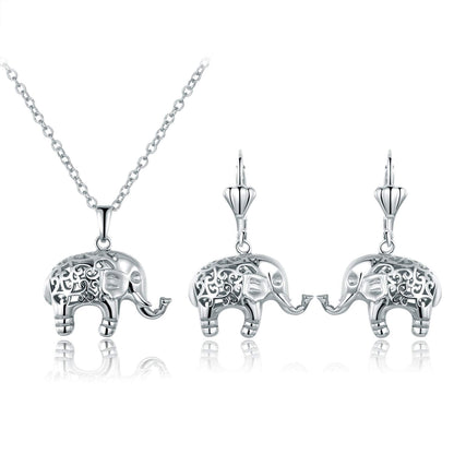 18K Gold Plated Good Luck Elephant Necklace and Earring Set