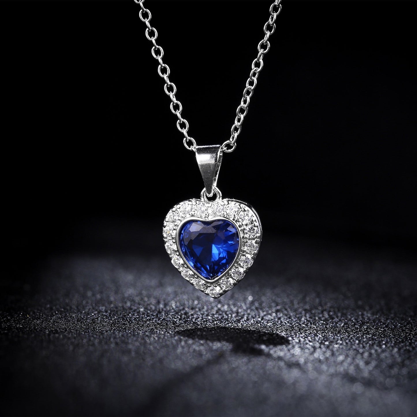 18K White Gold Plated Crystal Heart Necklace