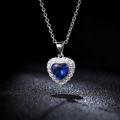 18K White Gold Plated Crystal Heart Necklace