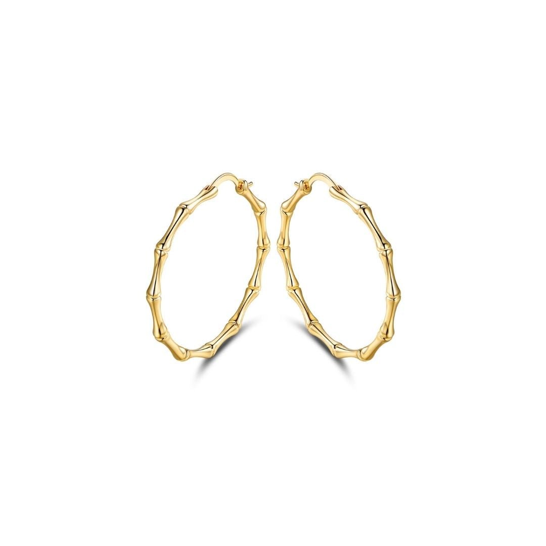 18K Gold Plated Bamboo Hoop Earrings
