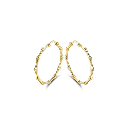18K Gold Plated Bamboo Hoop Earrings