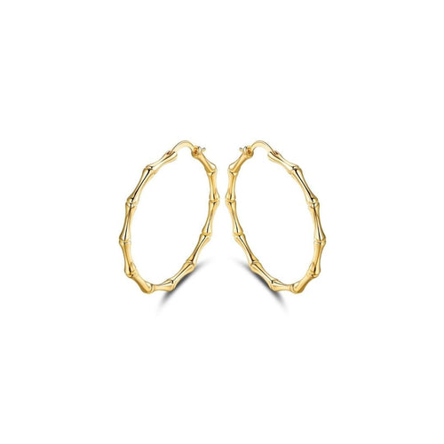 18K Gold Plated Bamboo Hoop Earrings