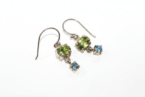 M&H - Drop Stone Earrings - Green & Blue