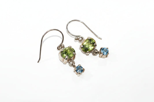 M&H - Drop Stone Earrings - Green & Blue