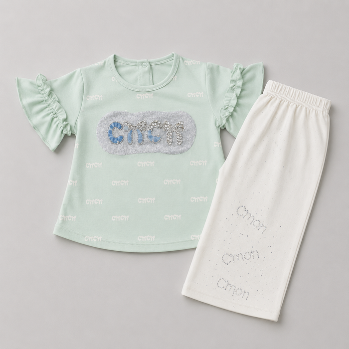 Mint Charm Girls Capri Casual Set