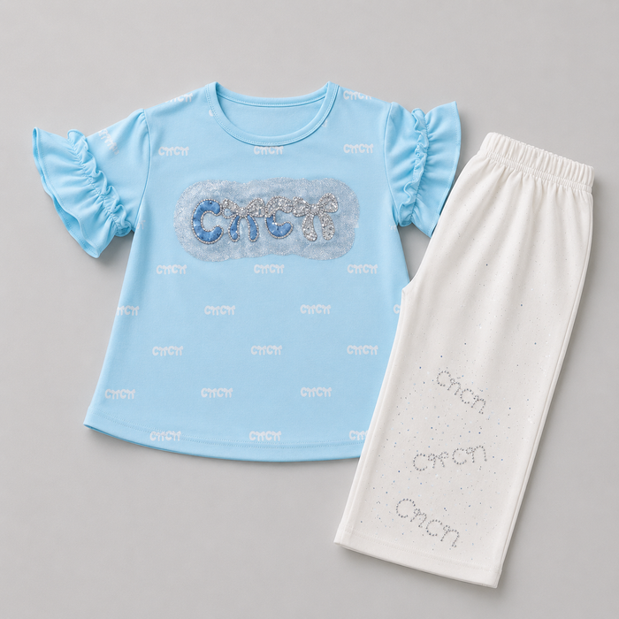 Mint Charm Girls Capri Casual Set