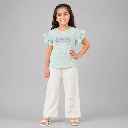 Mint Charm Girls Capri Casual Set