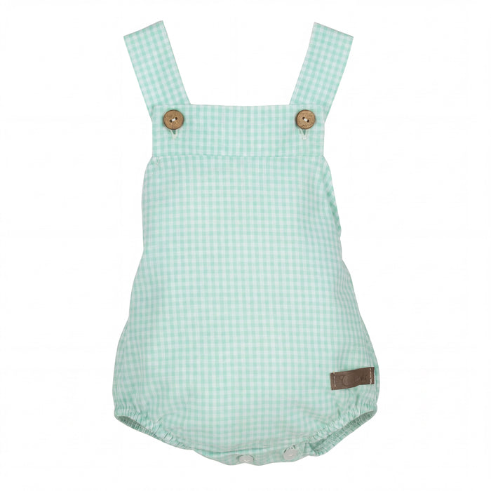 Mint Gingham Dungaree Romper — AGÜ Baby Spanish baby clothes