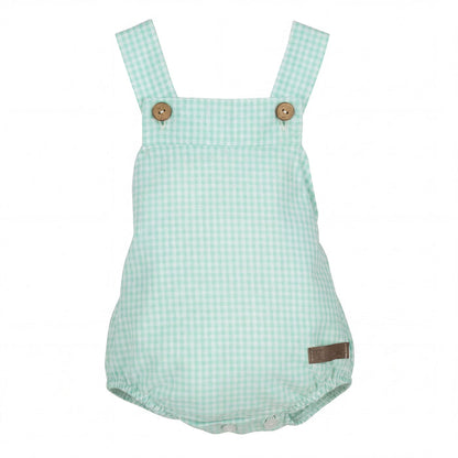 Mint Gingham Dungaree Romper — AGÜ Baby Spanish baby clothes