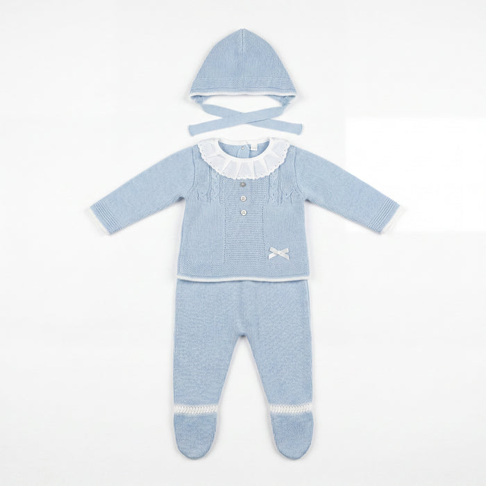 Newborn Blue Collar Set 3 Pieces — AGÜ Baby Spanish baby clothes