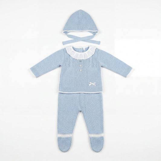 Newborn Blue Collar Set 3 Pieces — AGÜ Baby Spanish baby clothes