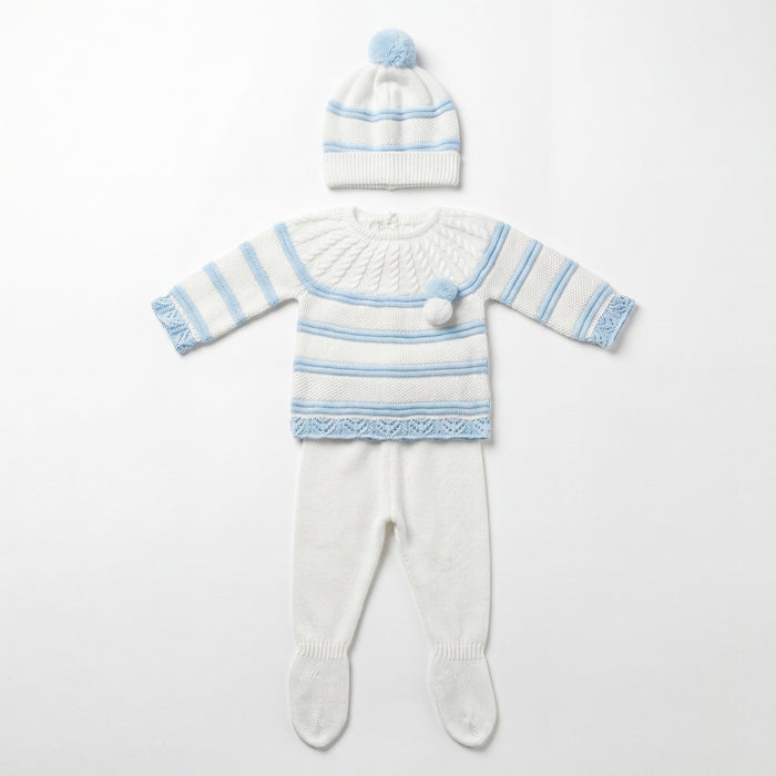 Newborn Light Blue Stripes Set 3 Pieces — AGÜ Baby Spanish baby clothes