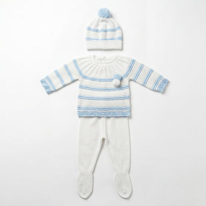 Newborn Light Blue Stripes Set 3 Pieces — AGÜ Baby Spanish baby clothes