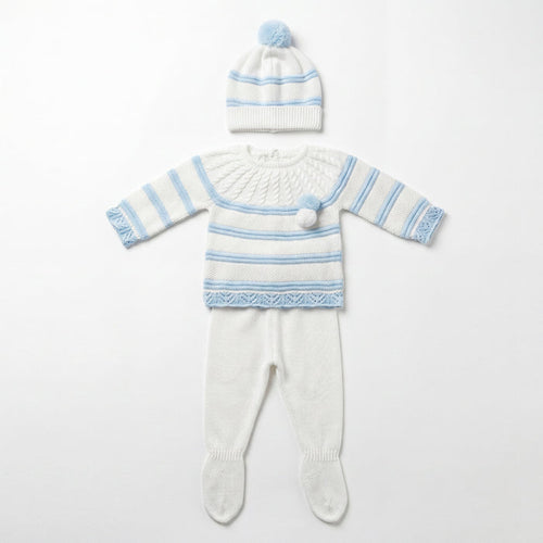 Newborn Light Blue Stripes Set 3 Pieces — AGÜ Baby Spanish baby clothes
