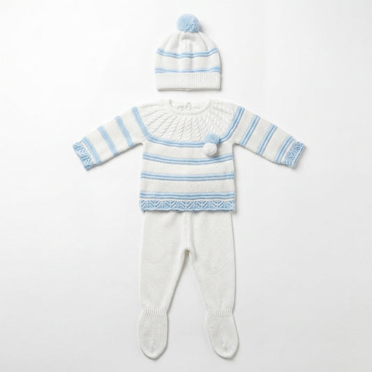Newborn Light Blue Stripes Set 3 Pieces — AGÜ Baby Spanish baby clothes