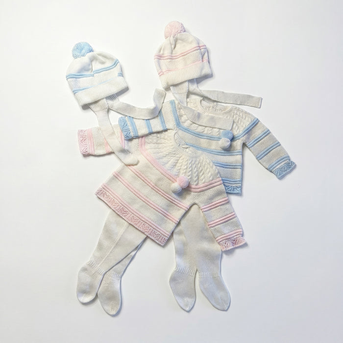 Newborn Light Blue Stripes Set 3 Pieces — view 3 — handcrafted in Spain — AGÜ Baby