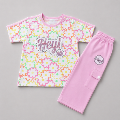 Pastel Floral Cargo Capri Summer Set