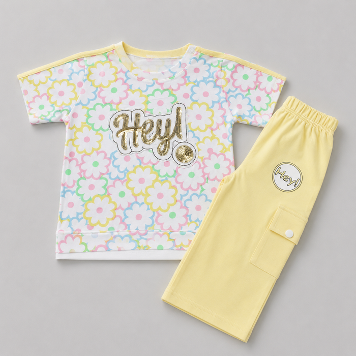 Pastel Floral Cargo Capri Summer Set