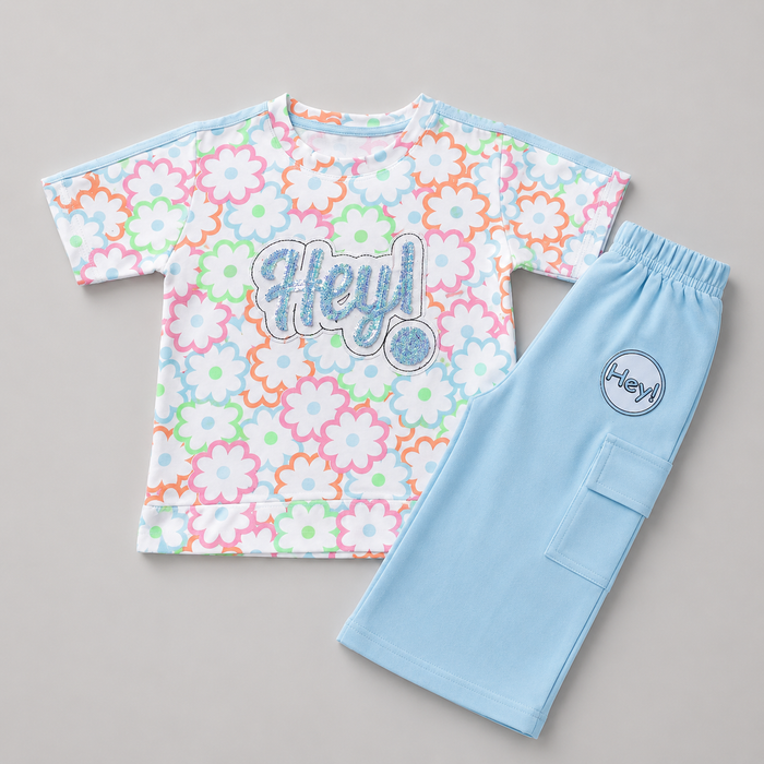 Pastel Floral Cargo Capri Summer Set